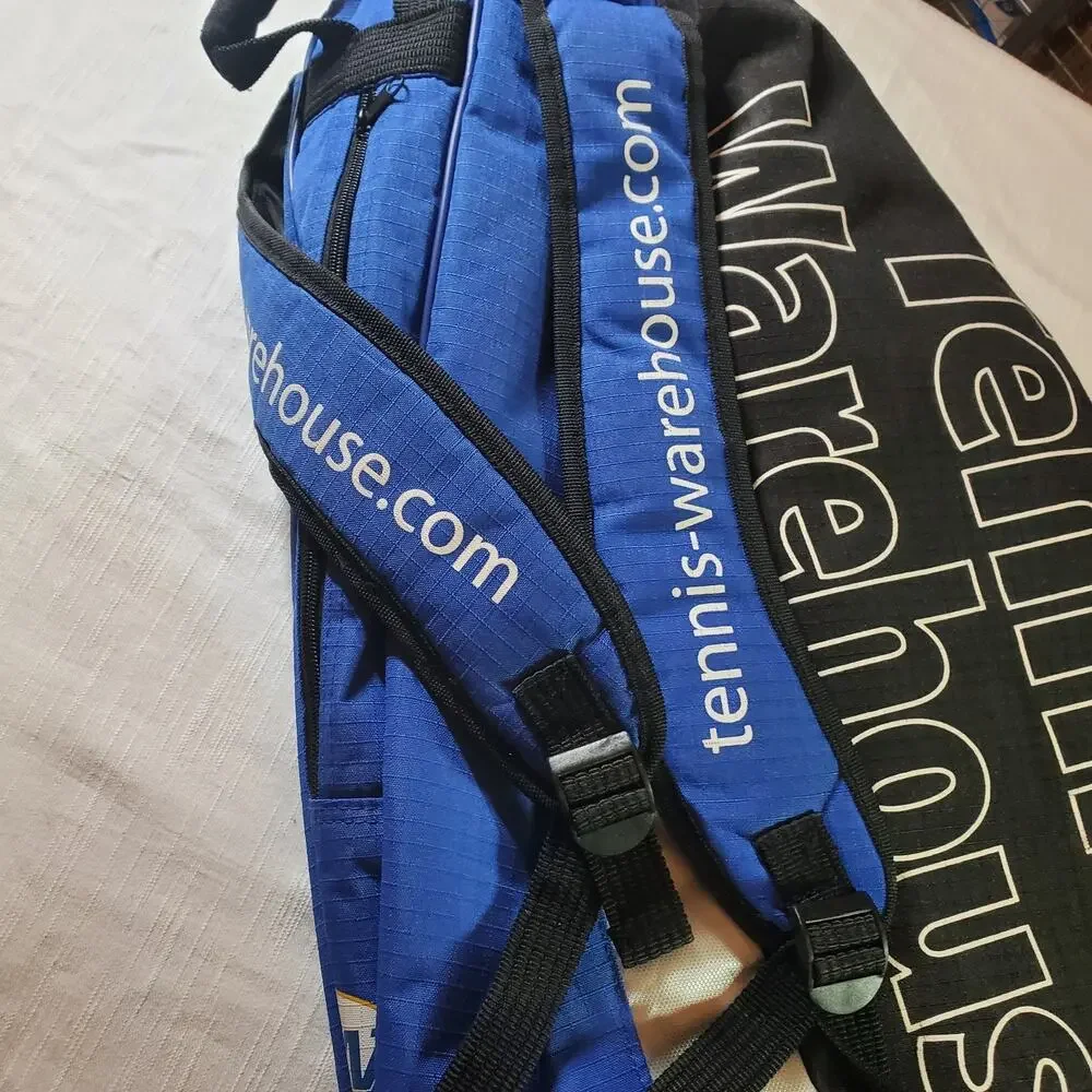 Tennis Warehouse Racquet Bag Blue Black Padded Shoulder Strap Tennis Tote